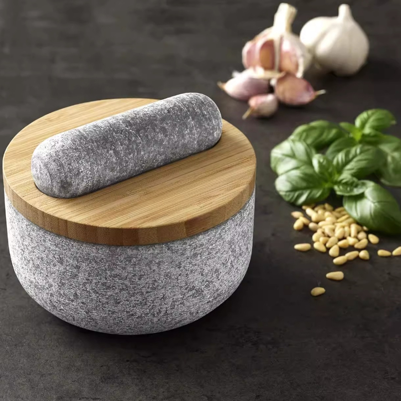 Bamboo cover granite pestle, s - Mortar Pestle Granite ulasan dan harga