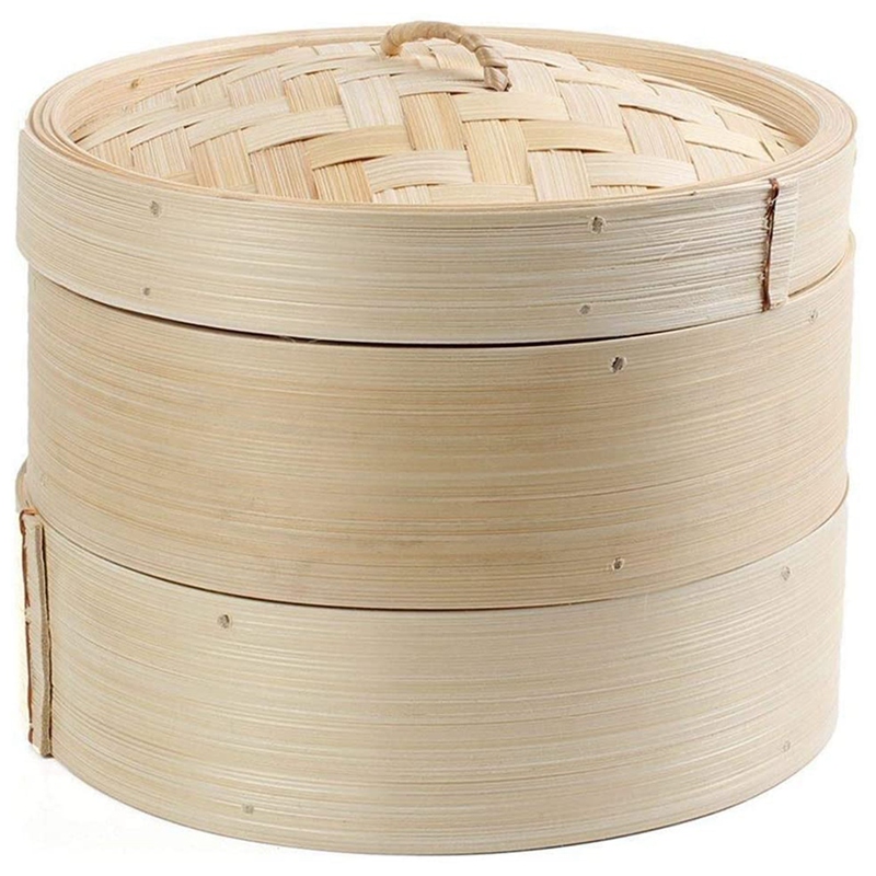 Bamboo Steamer 2 Tier 8 Inch D - Steamer Bamboo Set ulasan dan harga