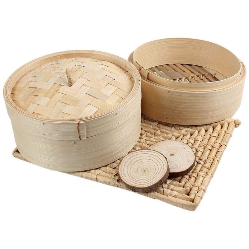 Bamboo Steamer 2 Tier 8 Inch D - Steamer Bamboo Set ulasan dan harga