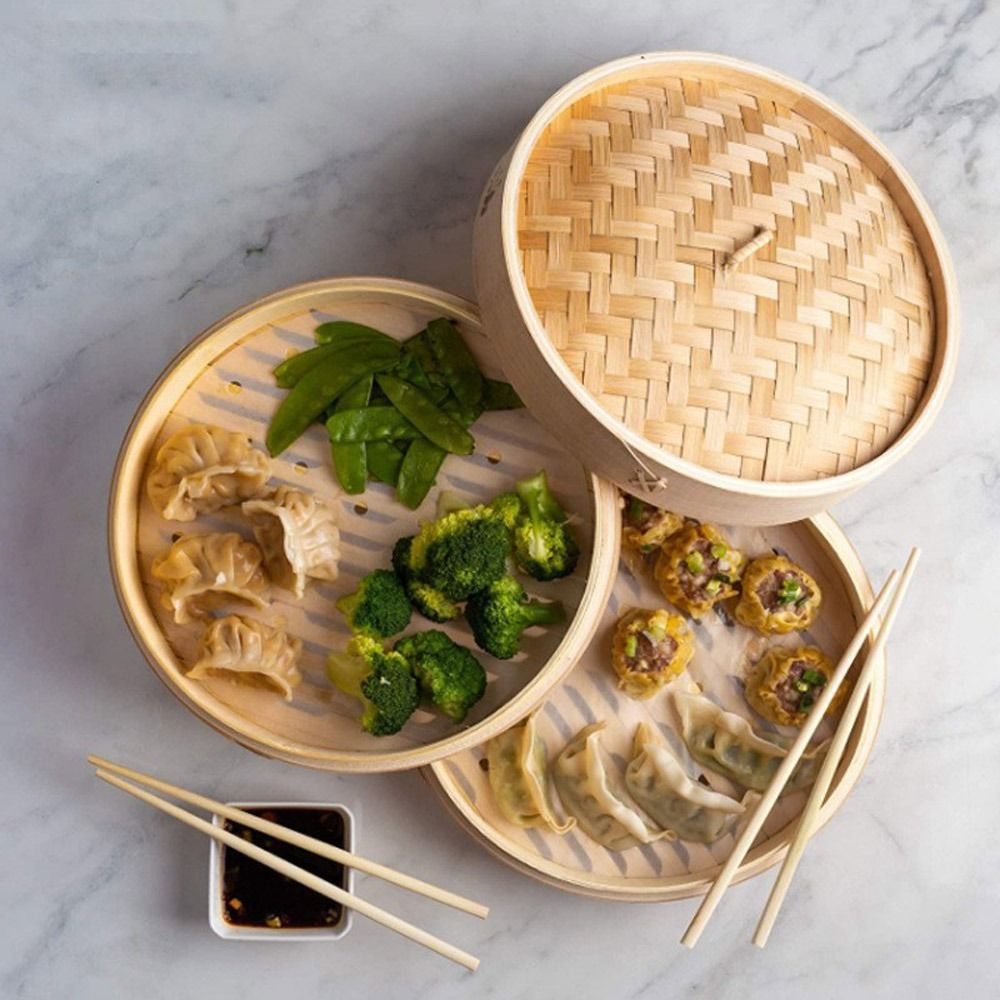 Chinese Steamer Bamboo Steamer - Steamer Bamboo Set ulasan dan harga