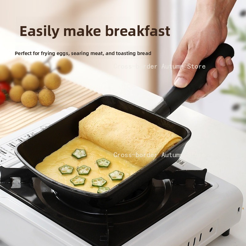 Uncoated Cast Iron Square Fryi - Home Cooking Egg Roll ulasan dan harga
