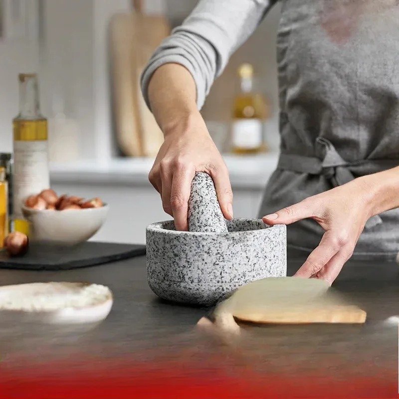 Garlic masher bamboo cover gra - Mortar Pestle Granite ulasan dan harga