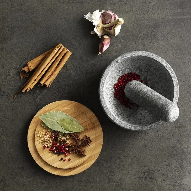 Garlic masher bamboo cover gra - Mortar Pestle Granite ulasan dan harga