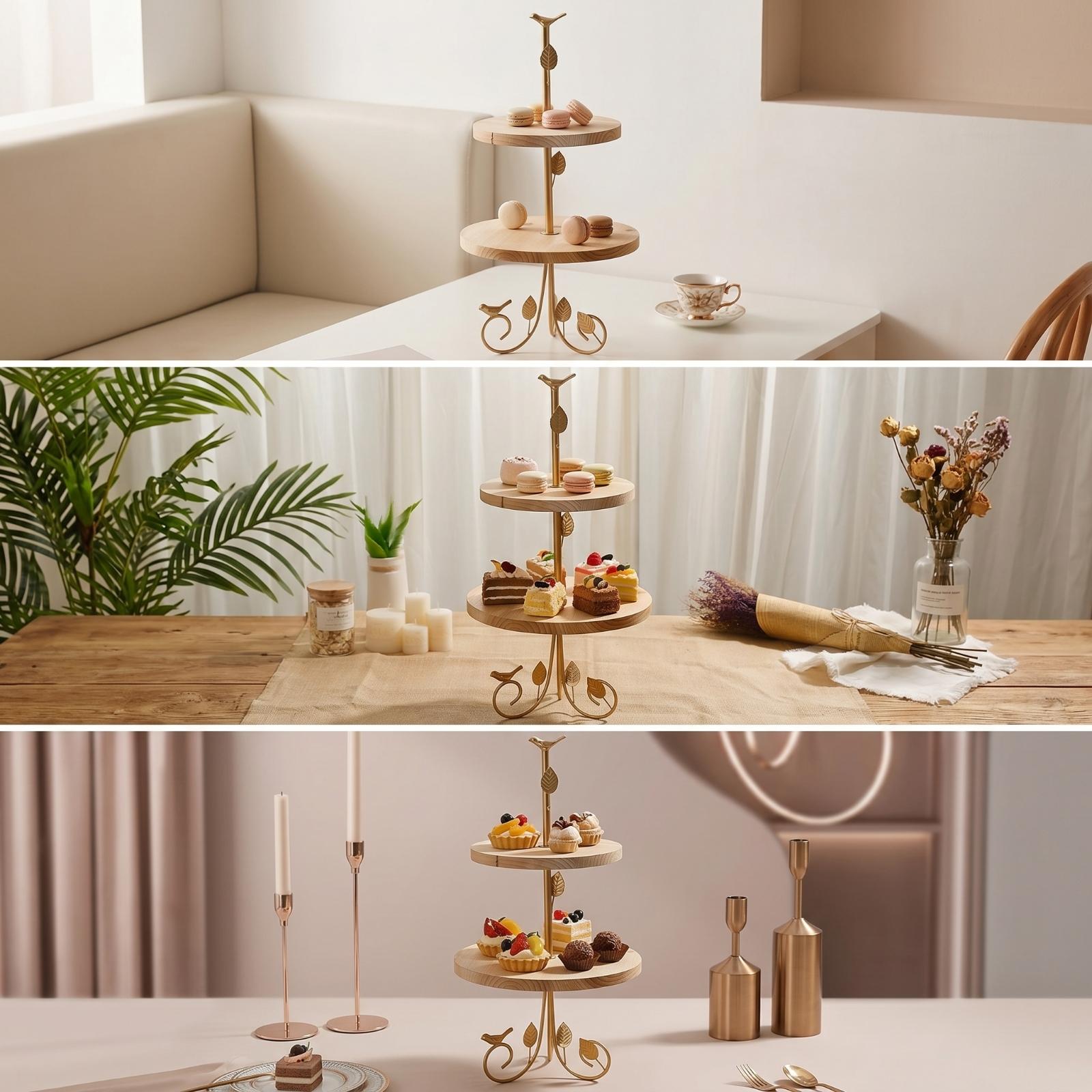 Two-Tier Dessert Stand Gold Cu - Home Cooking Host ulasan dan harga